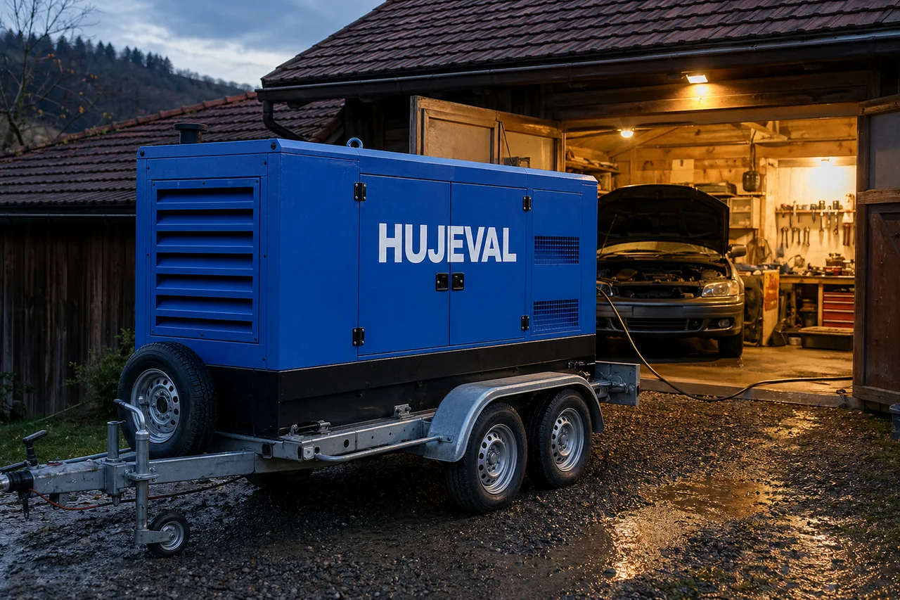 Mobilní elektrocentrála Hujeval v praxi — detail