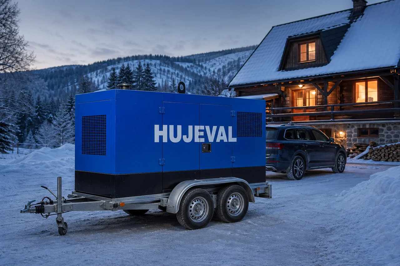 Mobilní elektrocentrála Hujeval v praxi — detail